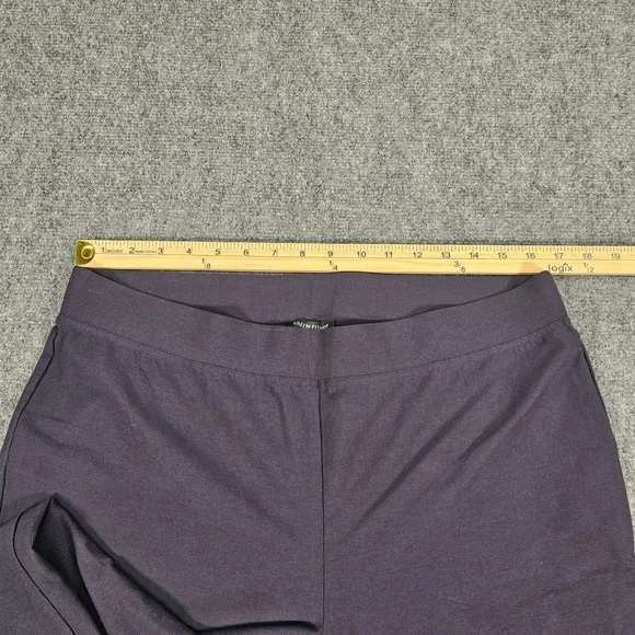 Eileen Fisher Purple Wide Leg Pants Women's L Elastic Waist Pull On Flowy Knit